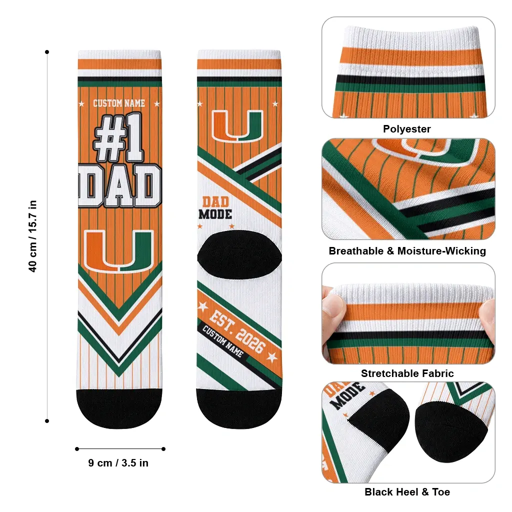 Miami Hurricanes Socks Personalized Pinstripe Chevron Orange White High Quality Miami Hurricanes Socks Personalized Pinstripe Chevron Orange White High Quality
