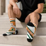 Miami Hurricanes Socks Personalized Pinstripe Chevron Orange White Best Selling