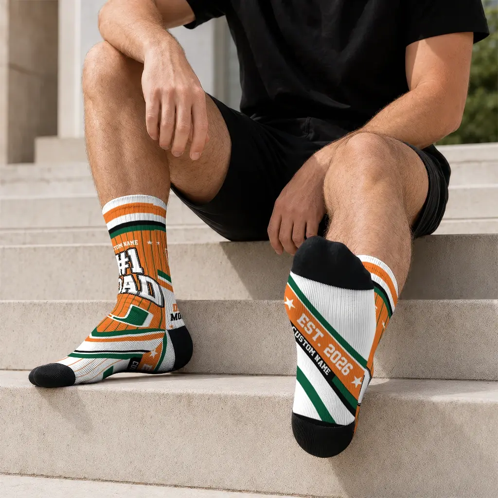 Miami Hurricanes Socks Personalized Pinstripe Chevron Orange White Latest Model Miami Hurricanes Socks Personalized Pinstripe Chevron Orange White Latest Model