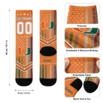 Miami Hurricanes Socks Personalized Star Stripes Orange White Best Selling