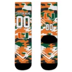 Miami Hurricanes Socks Personalized Woodland Camo Orange Best Selling
