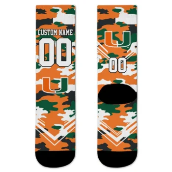 Miami Hurricanes Socks Personalized Woodland Camo Orange Best Selling