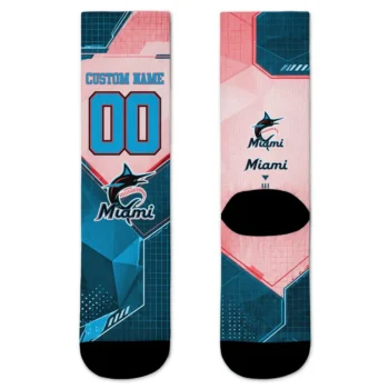 Miami Marlins Socks Custom Geometric Tech Blue Best Selling