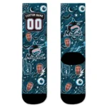 Miami Marlins Socks Custom Scattered Icons Blue Best Selling