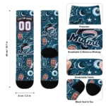 Miami Marlins Socks Custom Scattered Icons Blue Best Selling