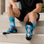 Miami Marlins Socks Customized Argyle Pattern Blue Best Selling