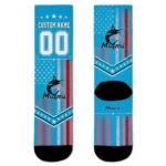 Miami Marlins Socks Customized Star Stripes Blue White Best Selling