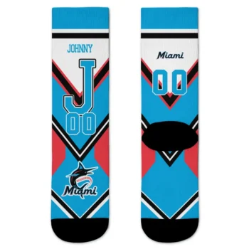 Miami Marlins Socks Personalized Arrow Blocks Blue Best Selling