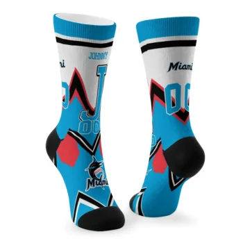 Miami Marlins Socks Personalized Arrow Blocks Blue Fashion Forward