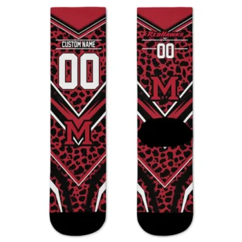Miami Redhawks Socks Personalized Leopard Print Red Black Best Selling