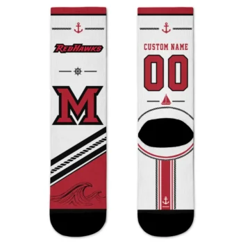 Miami Redhawks Socks Personalized Nautical Icons Red White Best Selling