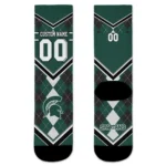 Michigan State Spartans Socks Custom Argyle Pattern Green Best Selling