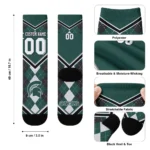 Michigan State Spartans Socks Custom Argyle Pattern Green Best Selling