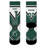 Michigan State Spartans Socks Custom Arrow Blocks Green Best Selling