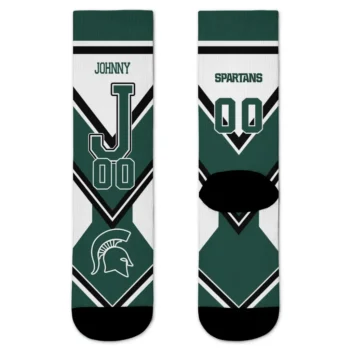 Michigan State Spartans Socks Custom Arrow Blocks Green Best Selling