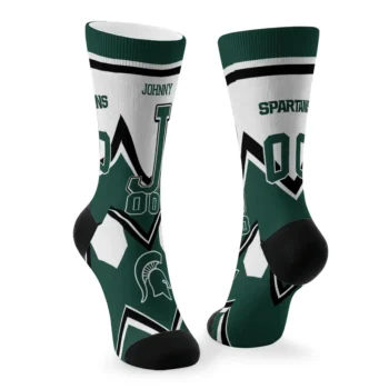 Michigan State Spartans Socks Custom Arrow Blocks Green Fashion Forward