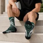 Michigan State Spartans Socks Custom Leopard Print Green Black Best Selling