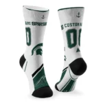 Michigan State Spartans Socks Custom Nautical Icons Green White Best Selling