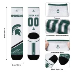 Michigan State Spartans Socks Custom Nautical Icons Green White Best Selling