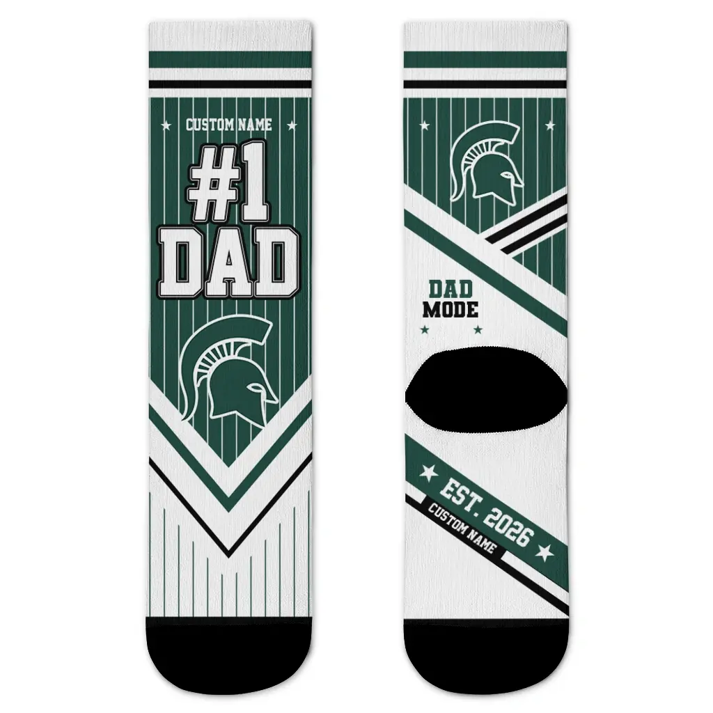 Michigan State Spartans Socks Custom Pinstripe Chevron Green White Best Selling Michigan State Spartans Socks Custom Pinstripe Chevron Green White Best Selling