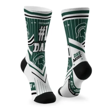 Michigan State Spartans Socks Custom Pinstripe Chevron Green White Fashion Forward