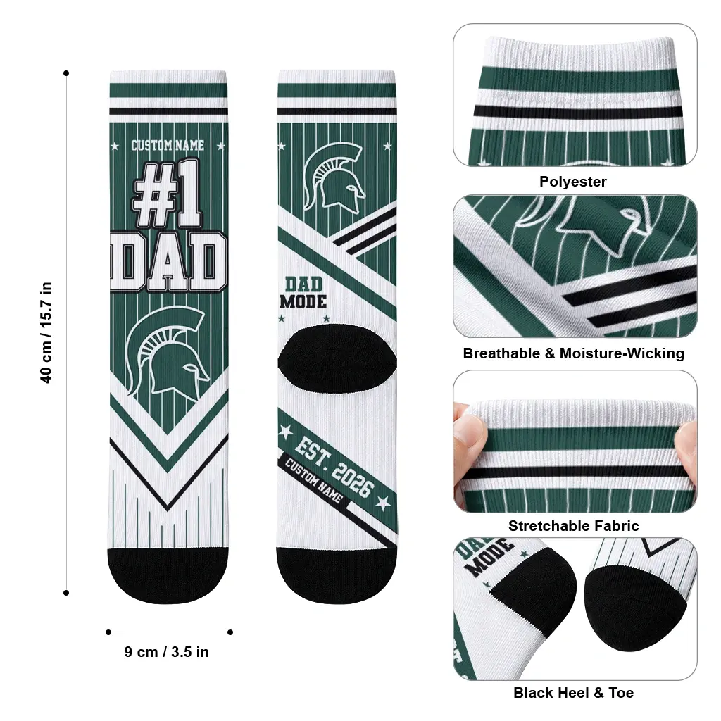 Michigan State Spartans Socks Custom Pinstripe Chevron Green White High Quality Michigan State Spartans Socks Custom Pinstripe Chevron Green White High Quality