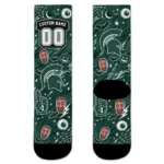 Michigan State Spartans Socks Custom Scattered Icons Green Best Selling