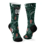 Michigan State Spartans Socks Custom Scattered Icons Green Best Selling