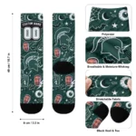 Michigan State Spartans Socks Custom Scattered Icons Green Best Selling