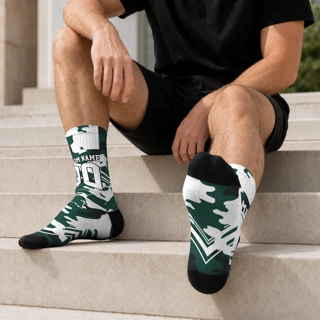 Michigan State Spartans Socks Custom Woodland Camo Green Latest Model Michigan State Spartans Socks Custom Woodland Camo Green Latest Model