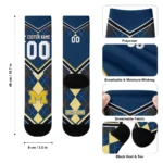 Michigan Wolverines Socks Customized Argyle Pattern Blue Best Selling