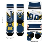 Michigan Wolverines Socks Customized Arrow Blocks Blue Best Selling