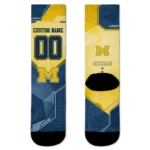 Michigan Wolverines Socks Customized Geometric Tech Blue Best Selling