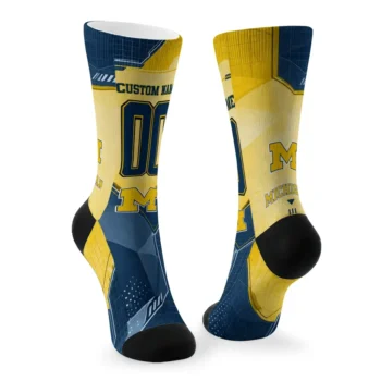Michigan Wolverines Socks Customized Geometric Tech Blue Fashion Forward