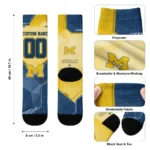 Michigan Wolverines Socks Customized Geometric Tech Blue Best Selling