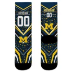 Michigan Wolverines Socks Customized Leopard Print Blue Black Best Selling