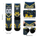 Michigan Wolverines Socks Customized Leopard Print Blue Black Best Selling