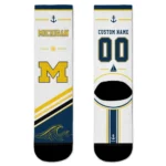 Michigan Wolverines Socks Customized Nautical Icons Blue White Best Selling