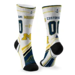 Michigan Wolverines Socks Customized Nautical Icons Blue White Best Selling