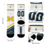 Michigan Wolverines Socks Customized Nautical Icons Blue White Best Selling