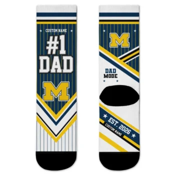 Michigan Wolverines Socks Customized Pinstripe Chevron Blue White Best Selling