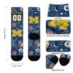 Michigan Wolverines Socks Customized Scattered Icons Blue Best Selling