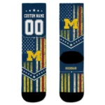 Michigan Wolverines Socks Customized Star Stripes Blue White Best Selling
