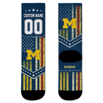 Michigan Wolverines Socks Customized Star Stripes Blue White Best Selling
