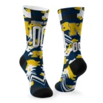 Michigan Wolverines Socks Customized Woodland Camo Blue Best Selling