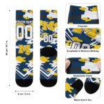 Michigan Wolverines Socks Customized Woodland Camo Blue Best Selling
