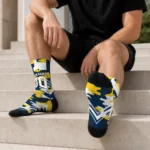 Michigan Wolverines Socks Customized Woodland Camo Blue Best Selling