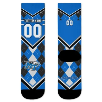Middle Tennessee Blue Raiders Socks Customized Argyle Pattern Blue Best Selling