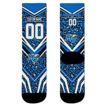 Middle Tennessee Blue Raiders Socks Customized Leopard Print Blue Black Best Selling