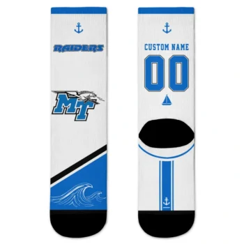 Middle Tennessee Blue Raiders Socks Customized Nautical Icons Blue White Best Selling